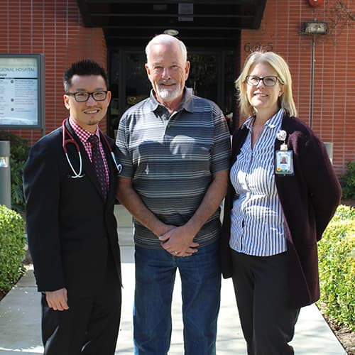 IMG_8322 500sq Larry Chan, DO; Chuck Miller, Chuck's daughter Alison Legendre, RN