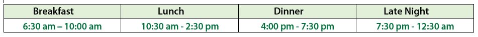 Cafe Meal Service Hours